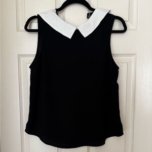 Forever 21 Black Tank Top with White Collar